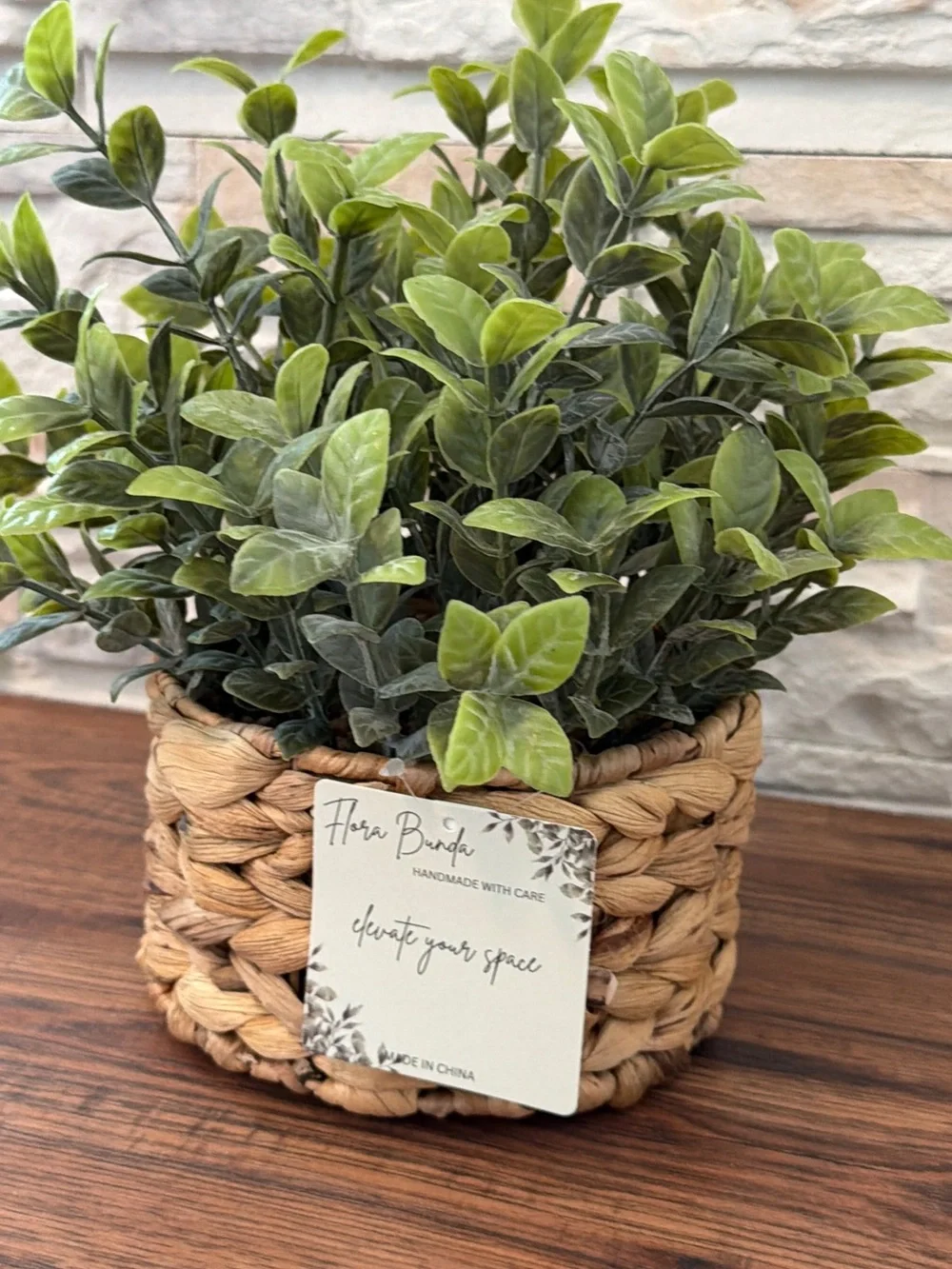 🆕 Handmade Woven Basket with Green Faux Plant - Home Accents!